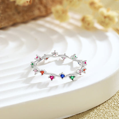 [Raffine] Anillo diario radiante de corte redondo colorido