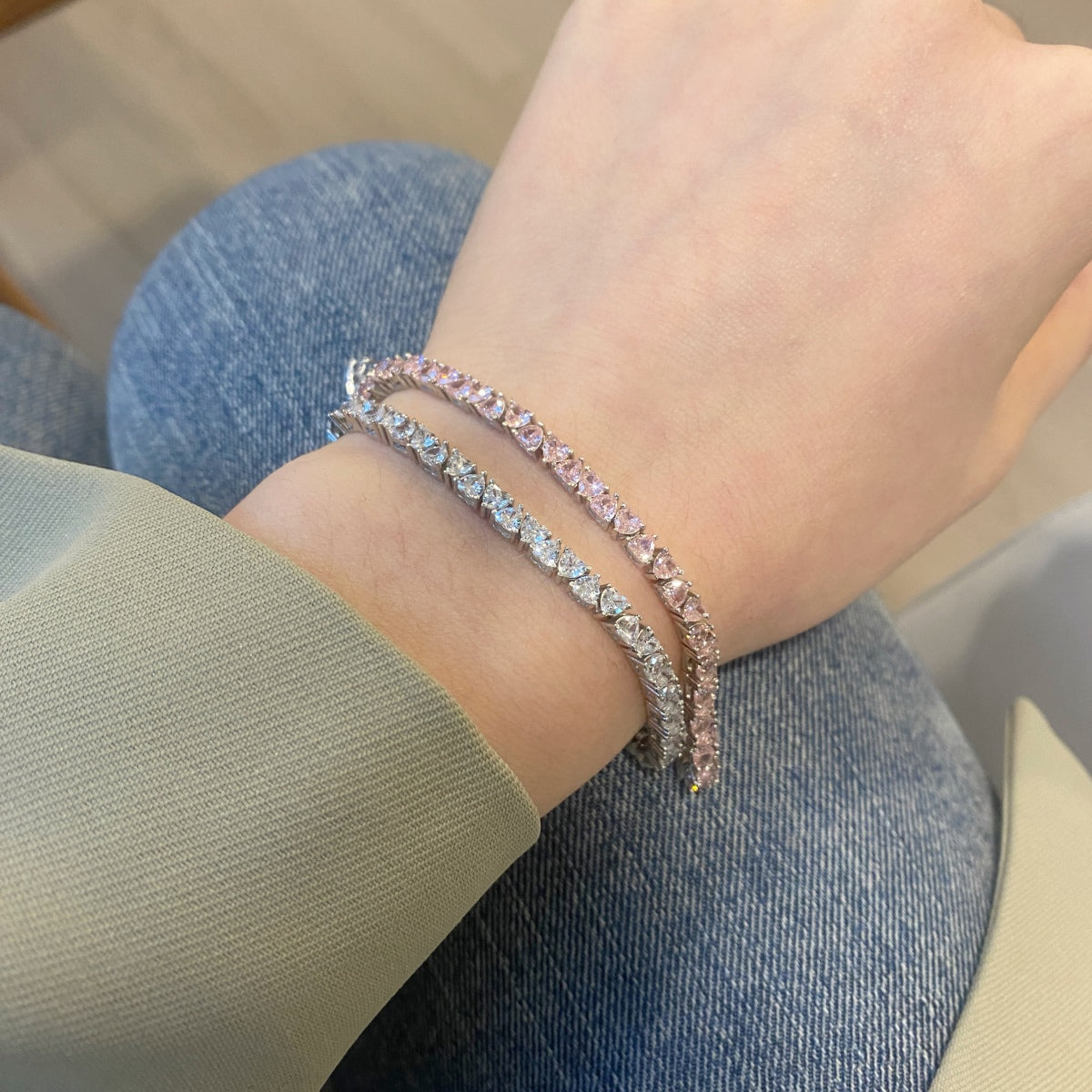 [Raffine] Pulsera romántica deslumbrante con forma de corazón para enamorados