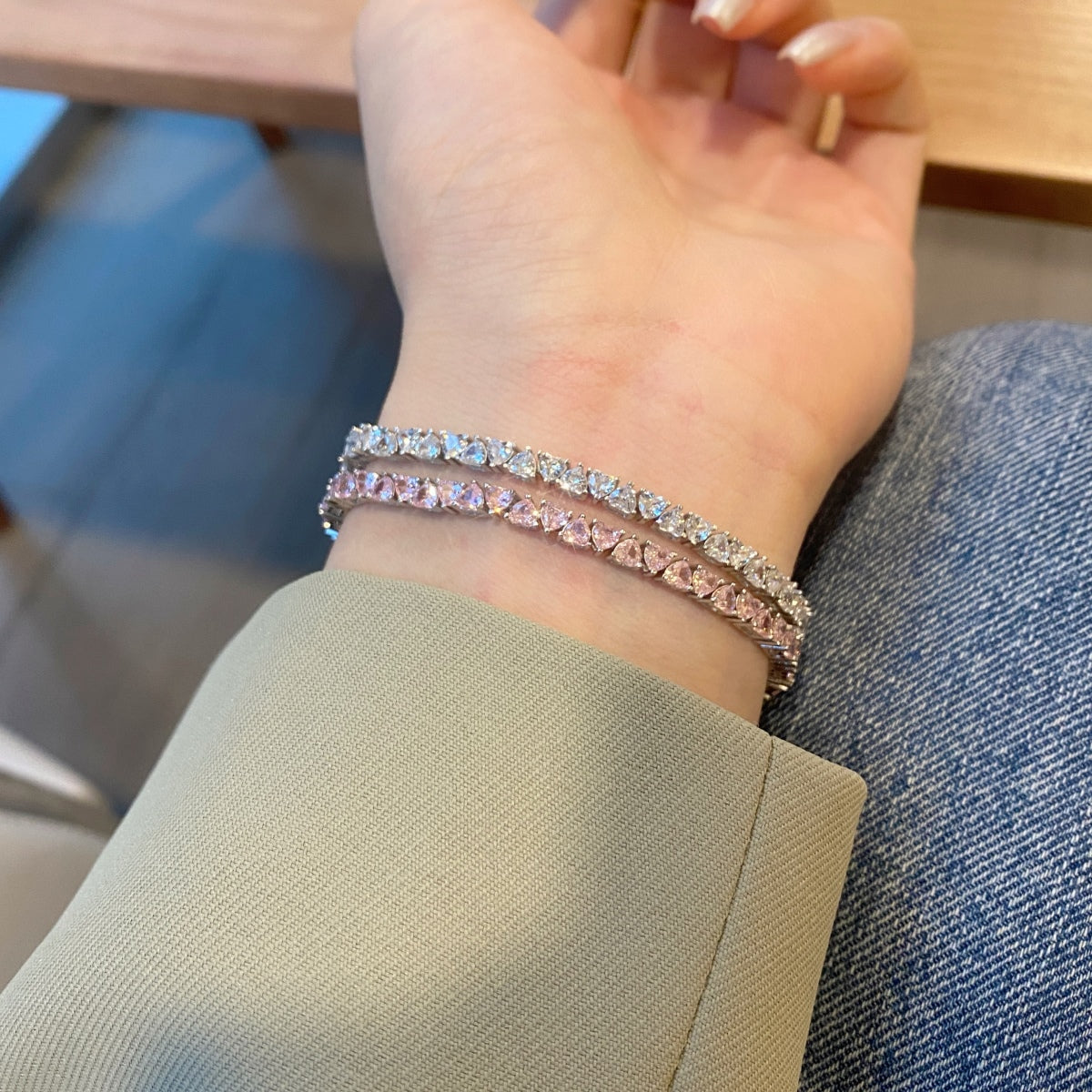 [Raffine] Pulsera romántica deslumbrante con forma de corazón para enamorados
