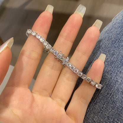 [Raffine] Lujosa pulsera de tenis con corte redondo ornamentado
