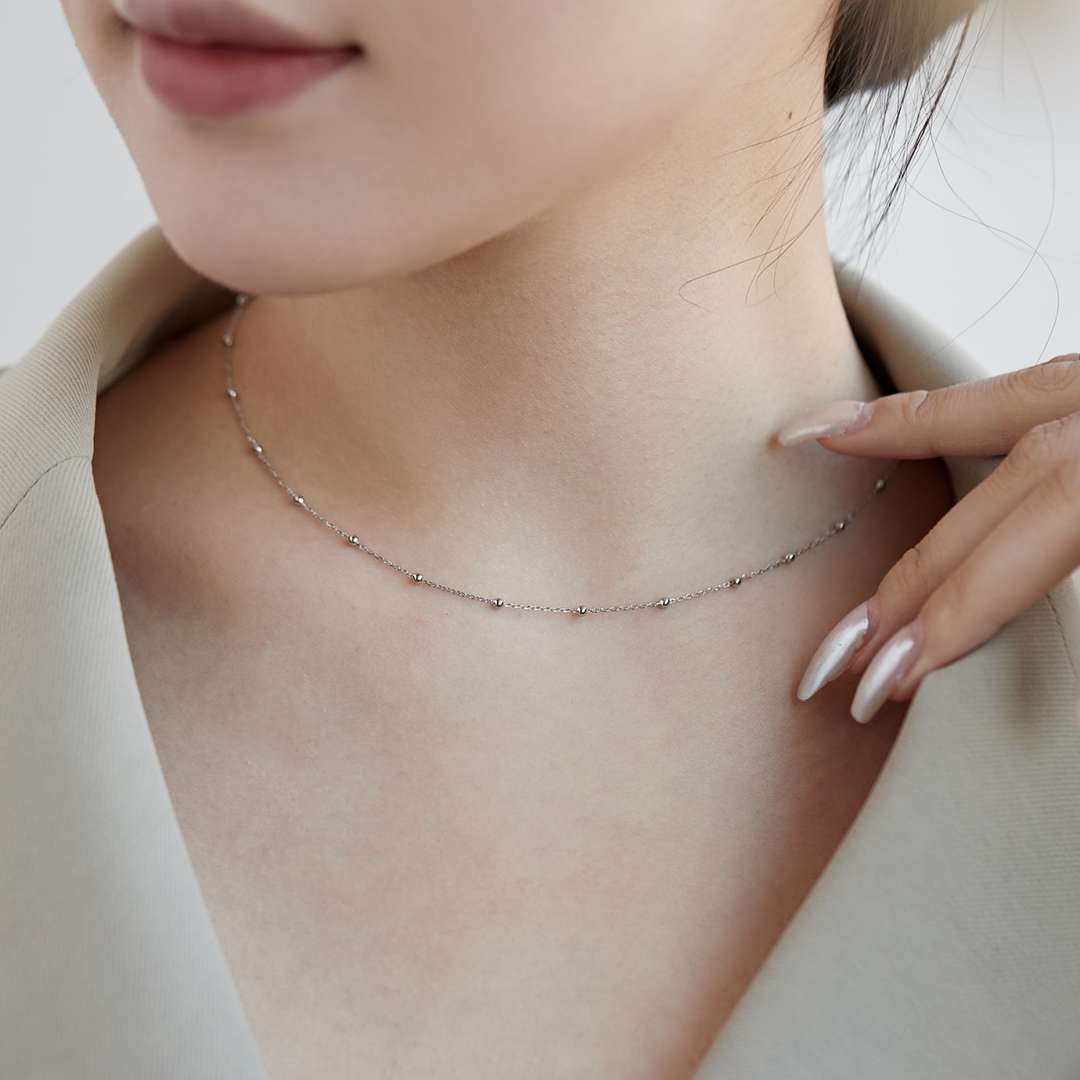 [Raffine]Small Bead Clavicle Chain Simple Necklace