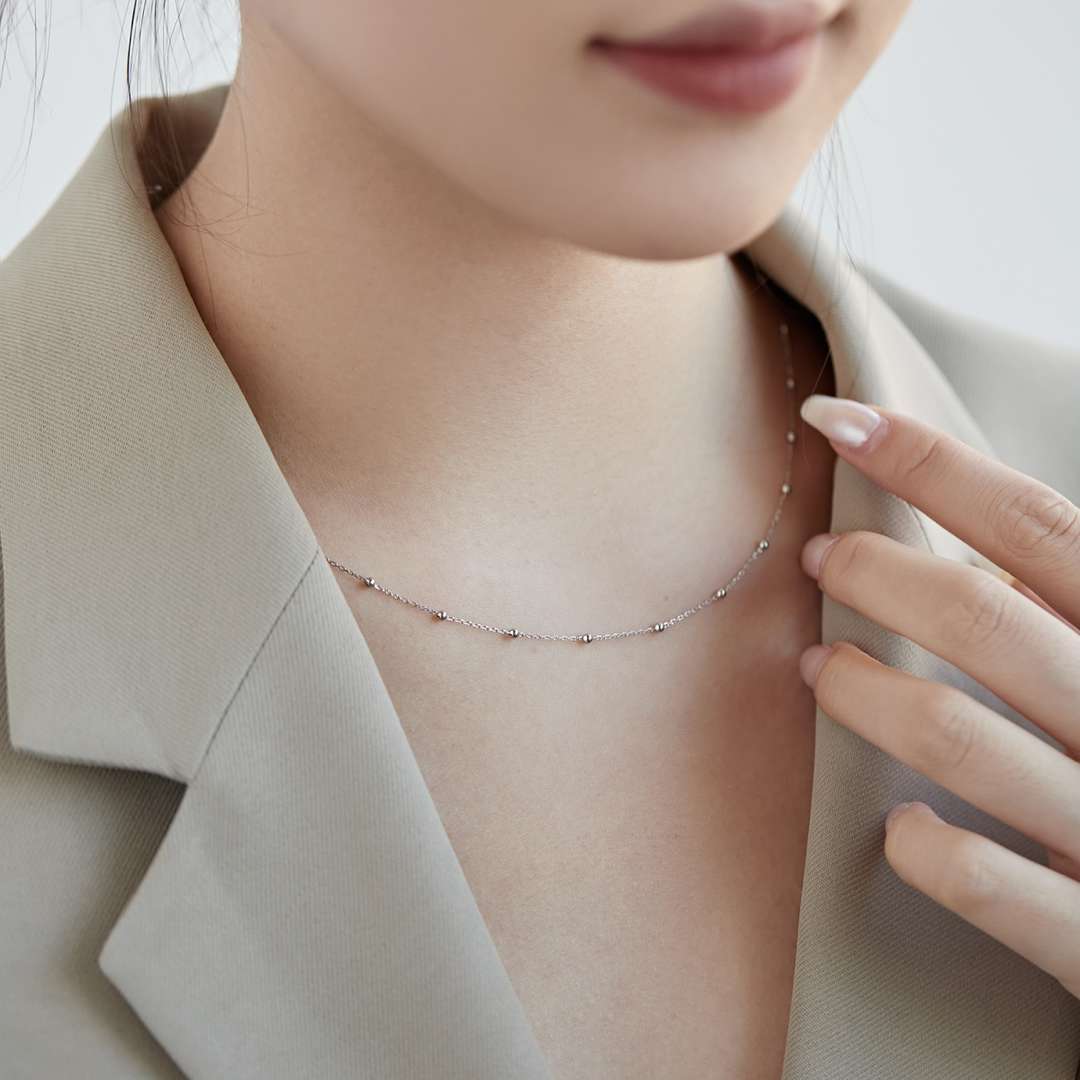[Raffine]Small Bead Clavicle Chain Simple Necklace