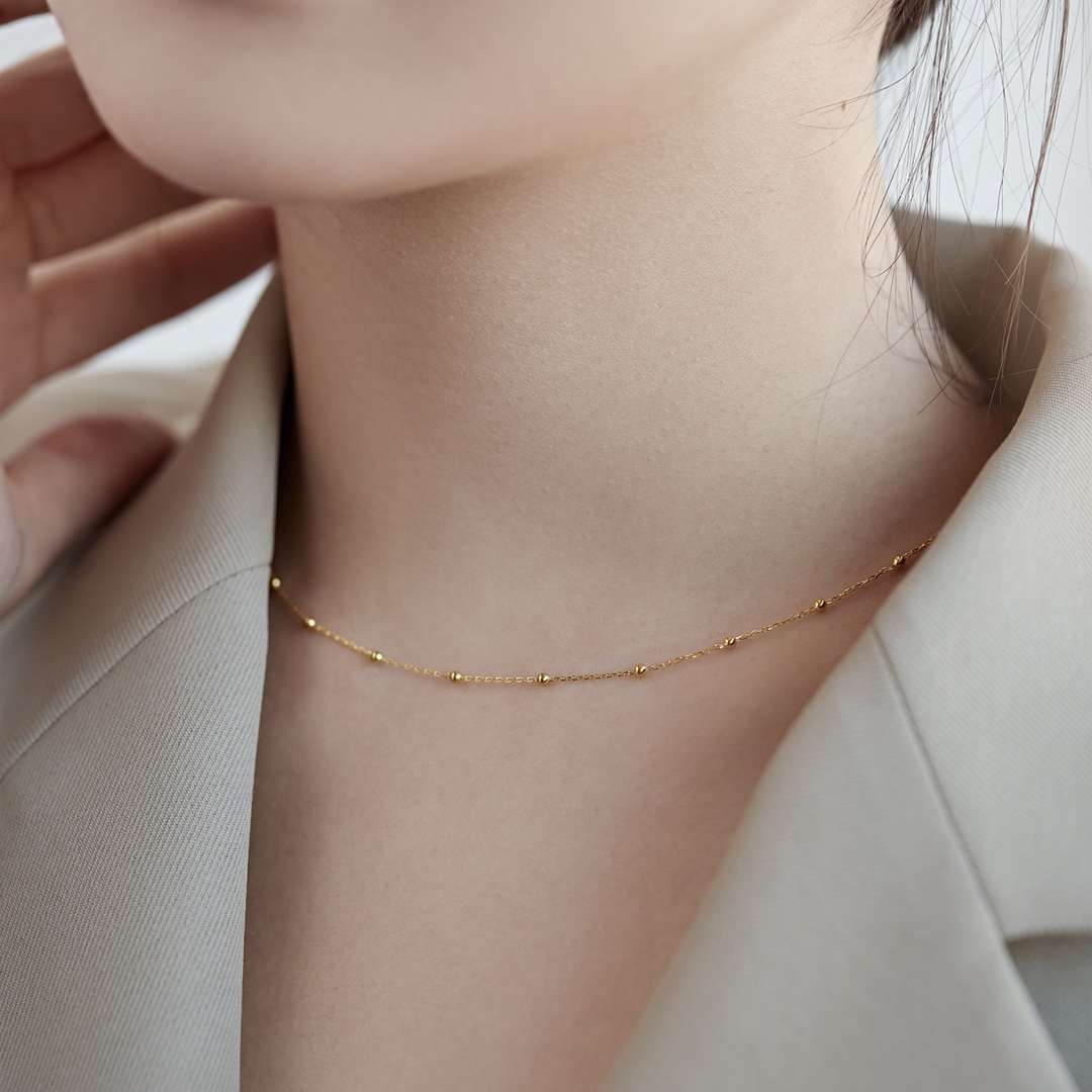 [Raffine]Small Bead Clavicle Chain Simple Necklace