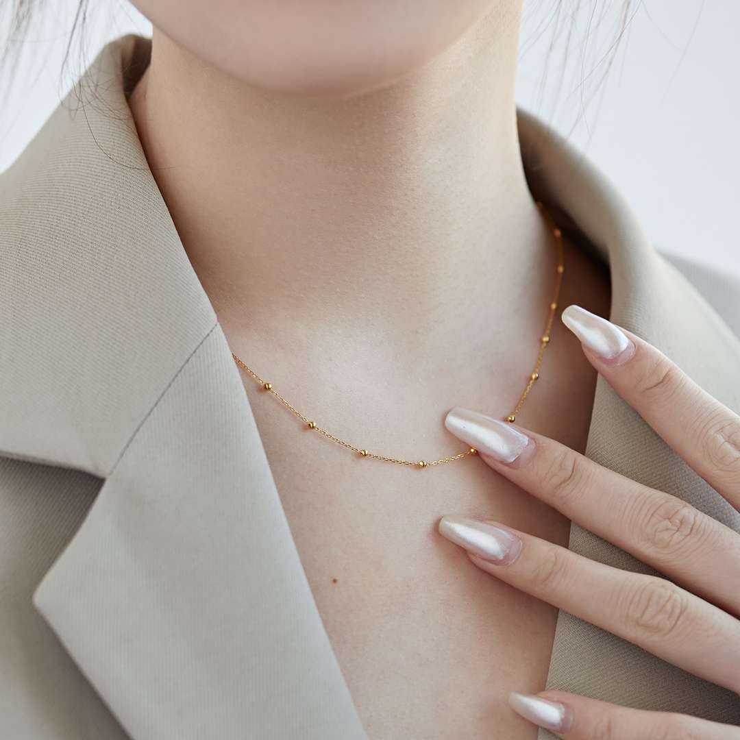 [Raffine]Small Bead Clavicle Chain Simple Necklace