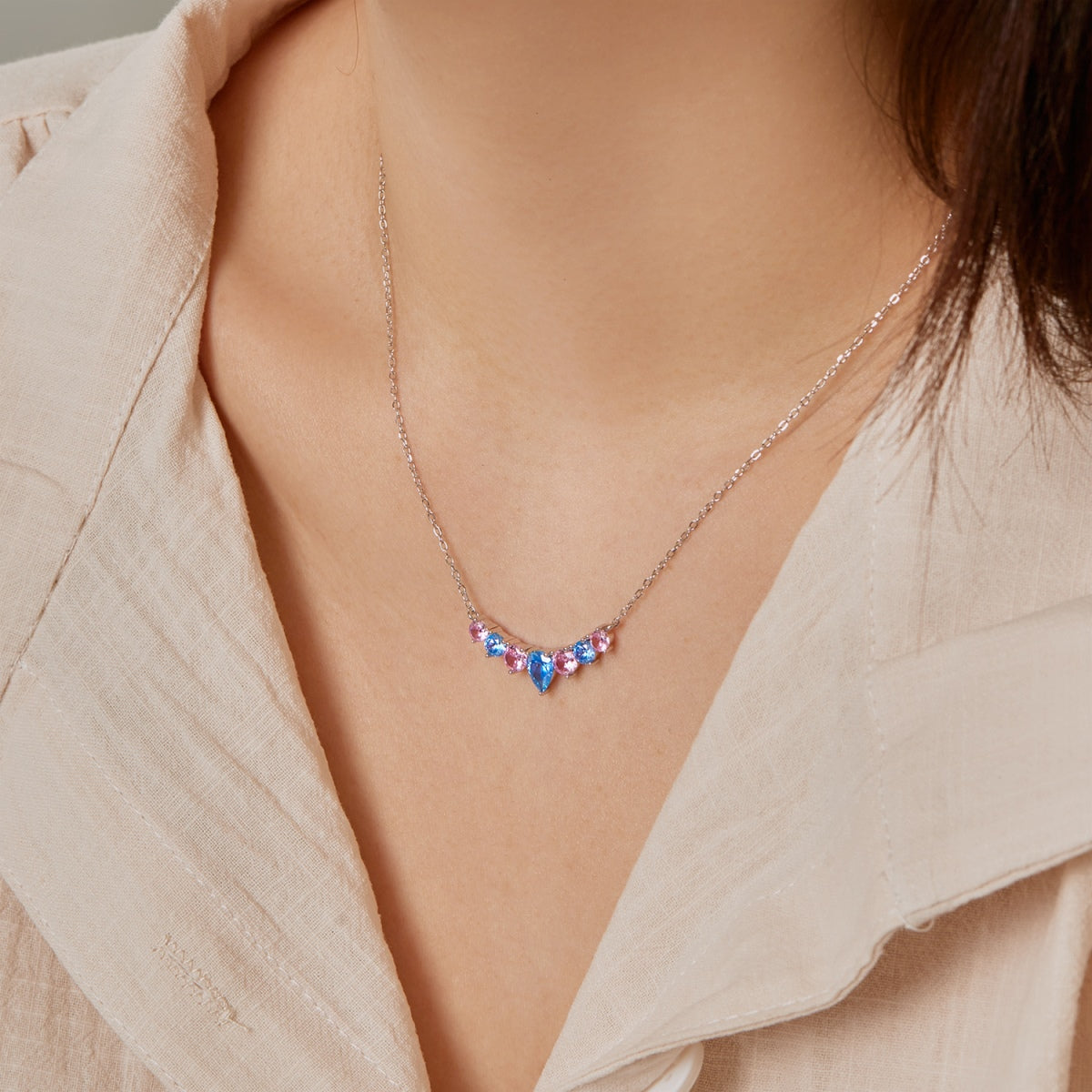 [Raffine]Dainty Colorful Heart Necklace