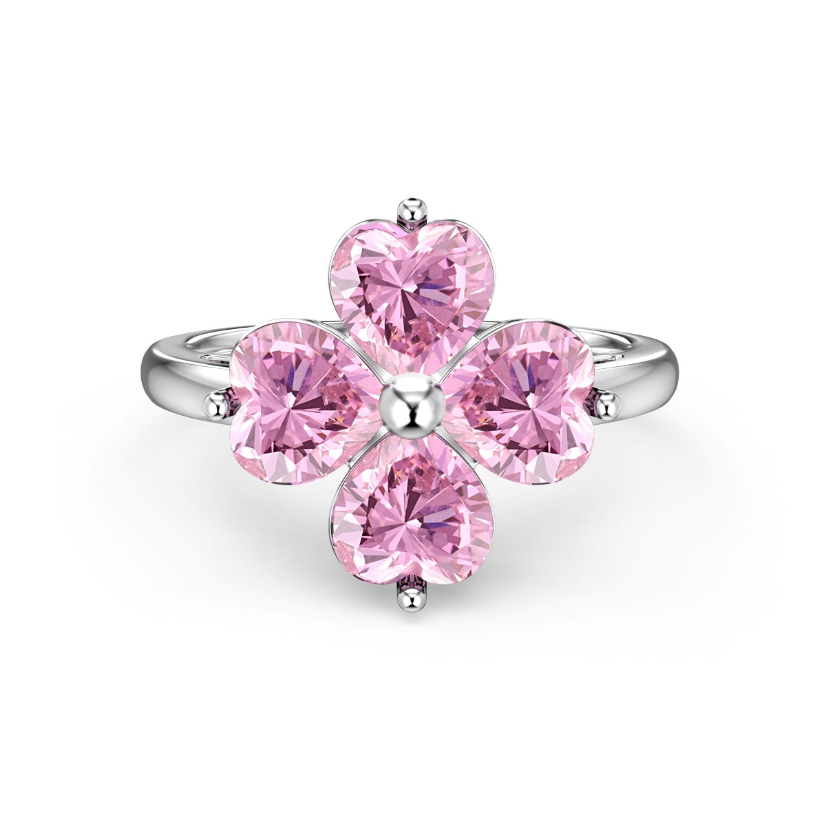 [Raffine] Anillo de bola de trébol de cuatro hojas en forma de corazón