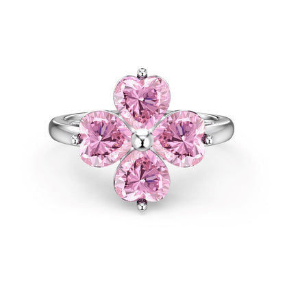 [Raffine] Anillo de bola de trébol de cuatro hojas en forma de corazón
