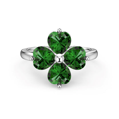 [Raffine] Anillo de bola de trébol de cuatro hojas en forma de corazón