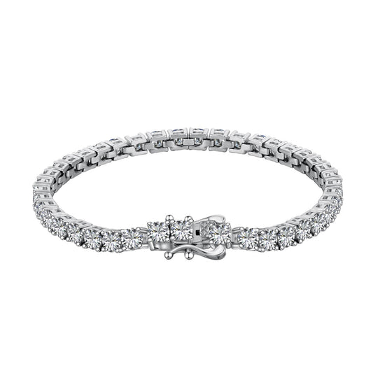 [Raffine] Lujosa pulsera de tenis con corte redondo ornamentado