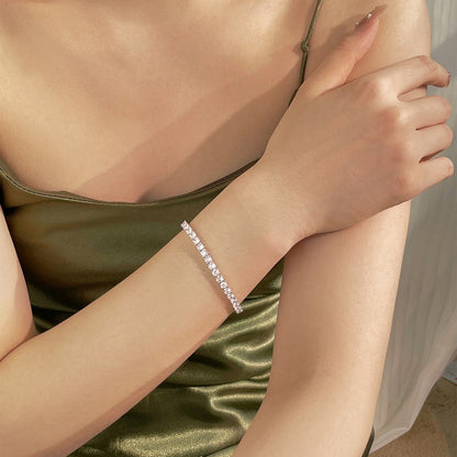 [Raffine] Lujosa pulsera de tenis con corte redondo ornamentado