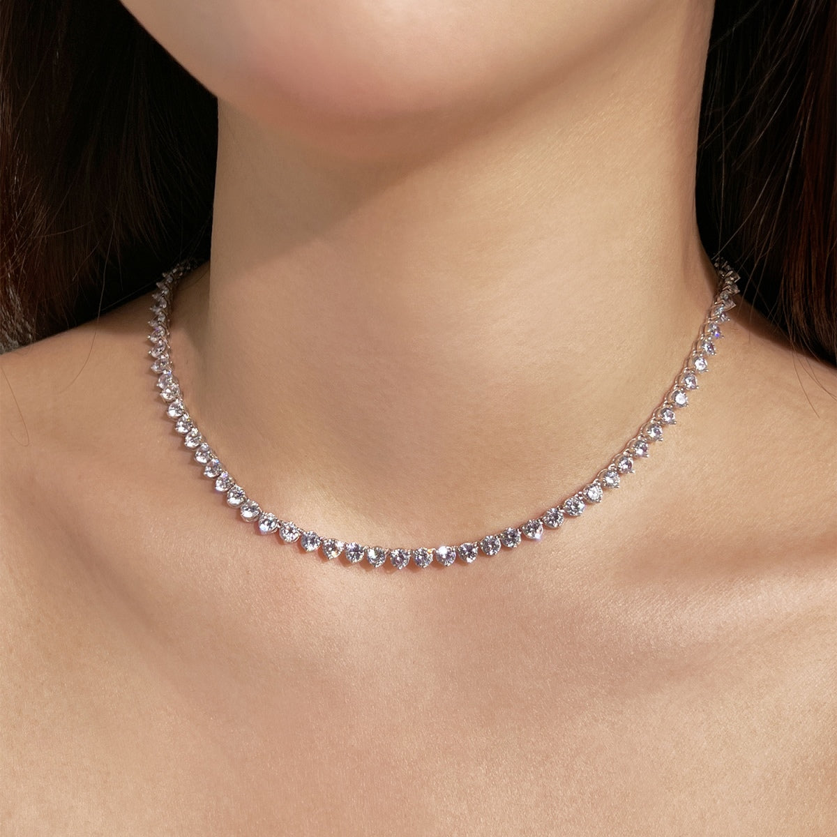 [Raffine]Ornate Heart Cut Tennis Necklace