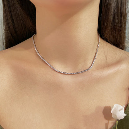 [Raffine]Delicate Round Shape Tennis Necklace