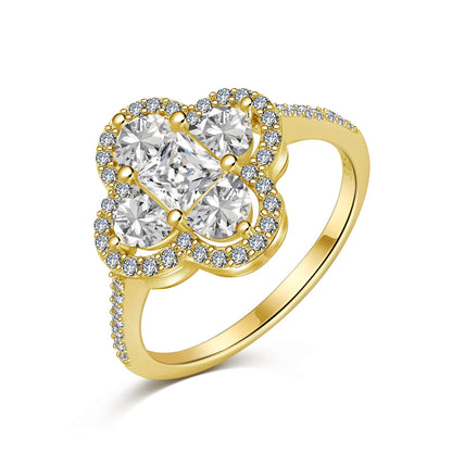 [Raffine] Lujoso anillo de banquete con forma de flor de eternidad