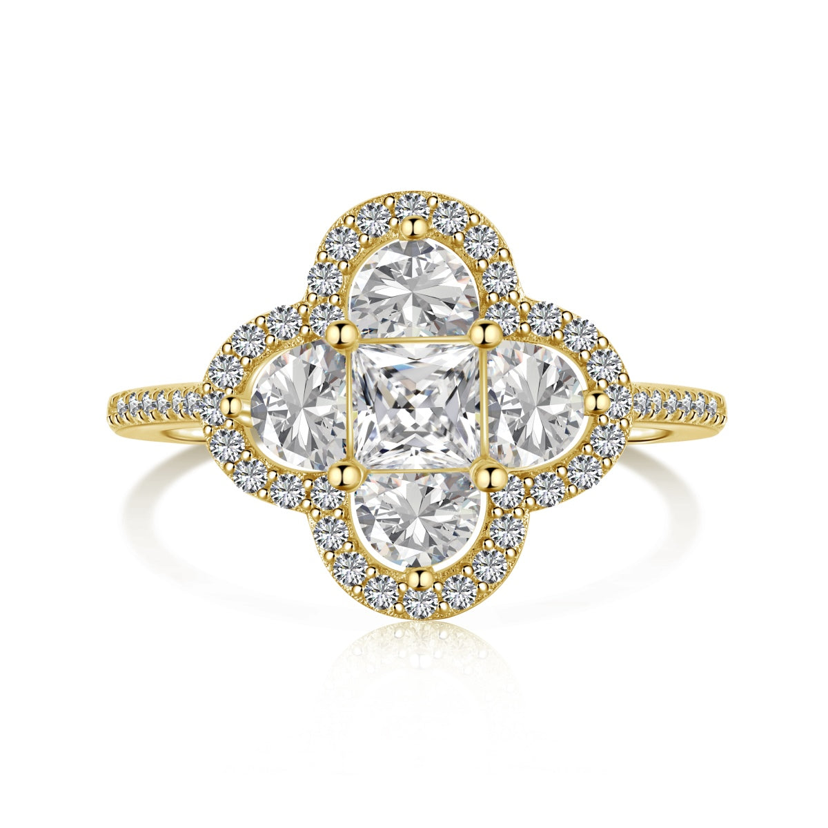 [Raffine] Lujoso anillo de banquete con forma de flor de eternidad