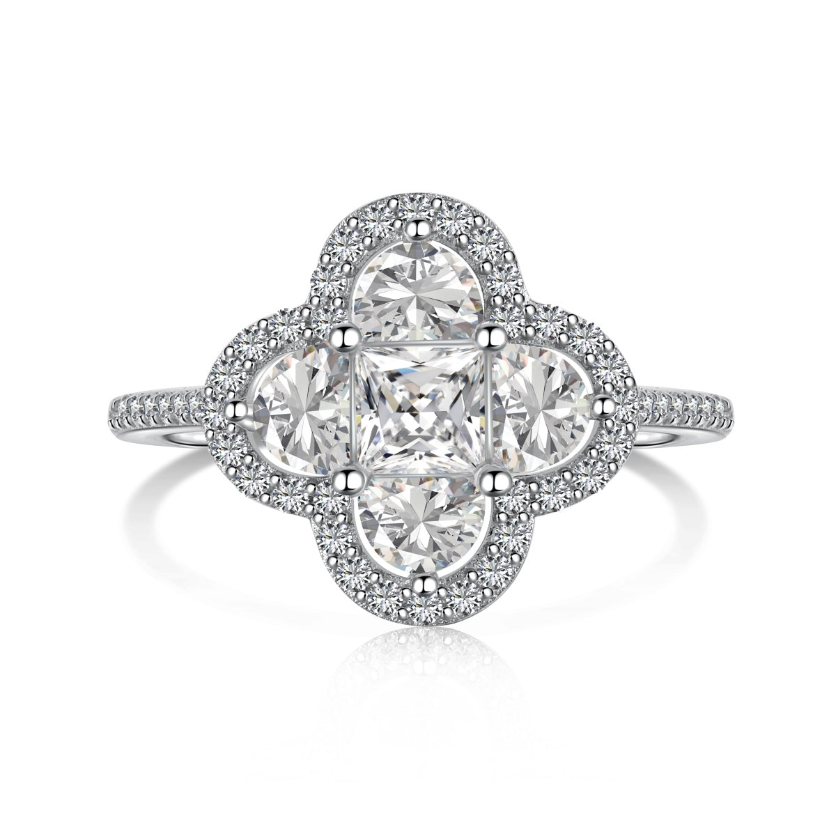 [Raffine] Lujoso anillo de banquete con forma de flor de eternidad