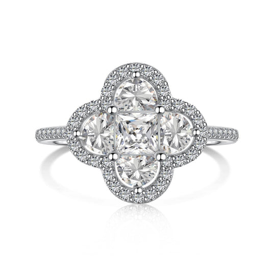 [Raffine] Lujoso anillo de banquete con forma de flor de eternidad