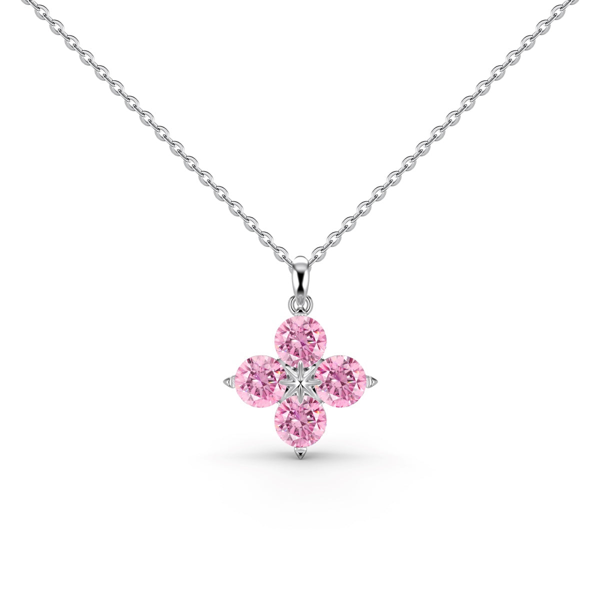 [Raffine]Collar de trébol de cuatro hojas y estrella de ocho puntas
