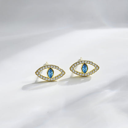 [Raffine]Blue Devil Eyes Hollow Stud Earrings