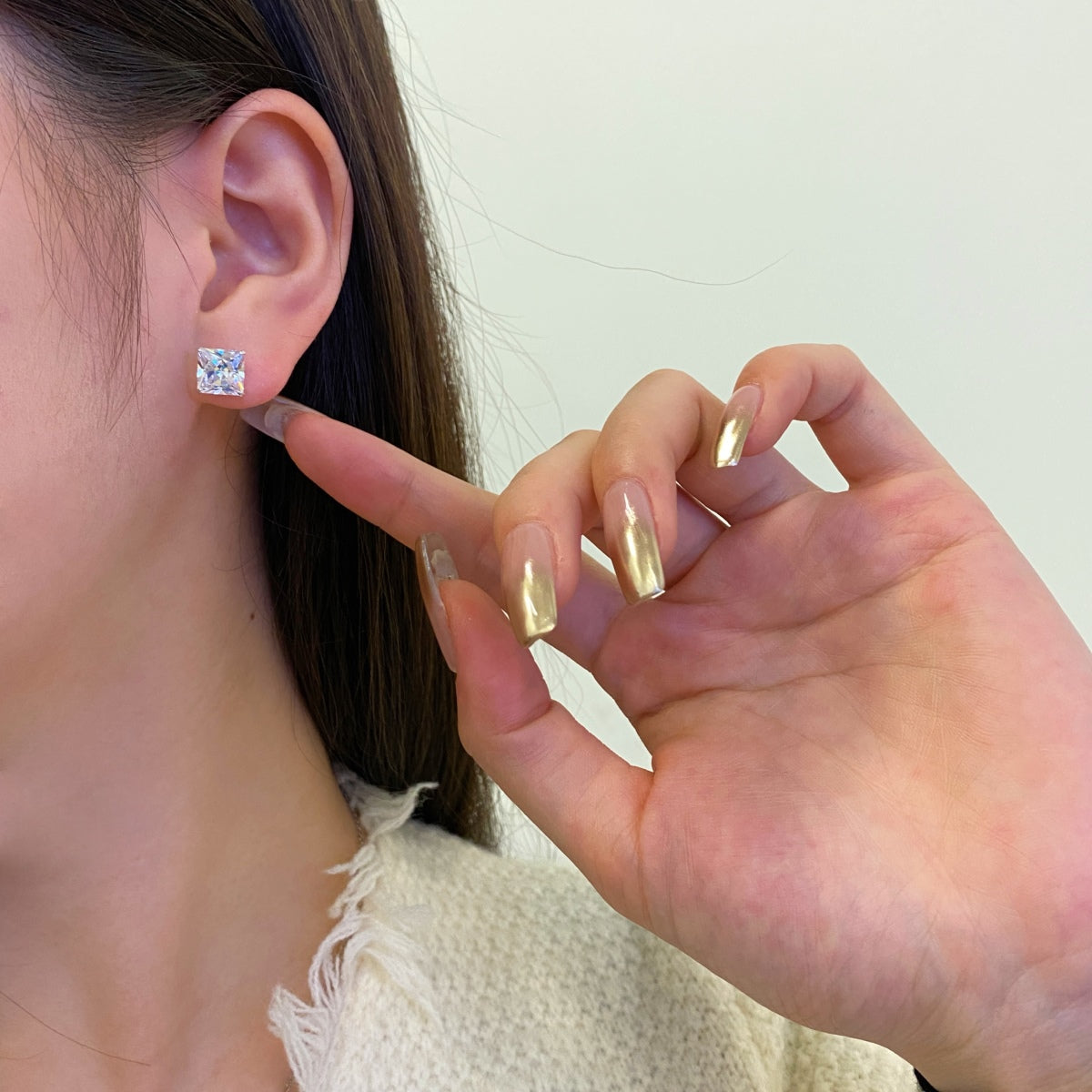 [Raffine]Ornate Square Shape Earrings