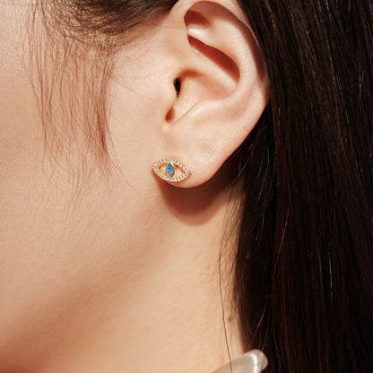 [Raffine]Blue Devil Eyes Hollow Stud Earrings