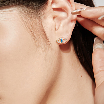 [Raffine]Blue Devil Eyes Hollow Stud Earrings
