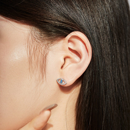 [Raffine]Blue Devil Eyes Hollow Stud Earrings
