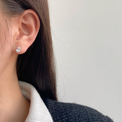 [Raffine]Oval Classic Dignified Elegant Earrings