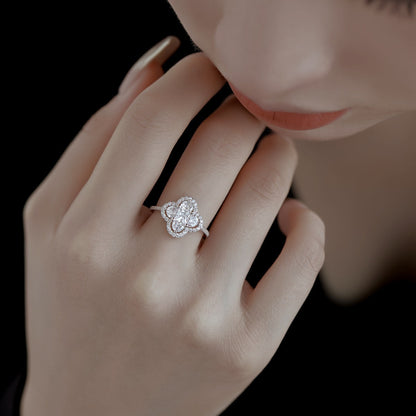 [Raffine] Lujoso anillo de banquete con forma de flor de eternidad