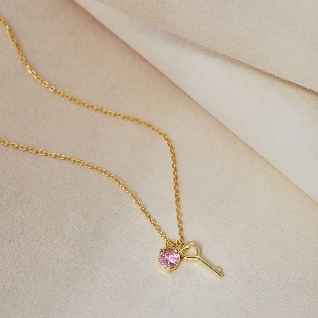 [Raffine]Unique Heart Shape Key Pendent Necklace