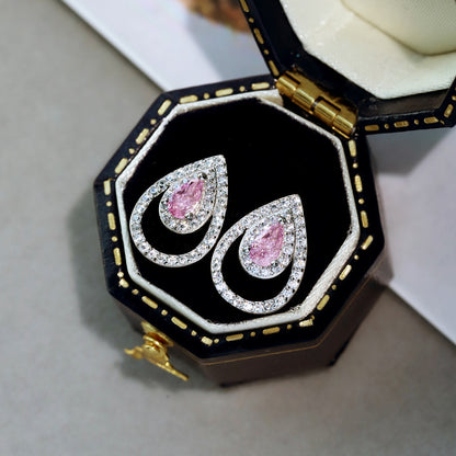 [Raffine]Sparkling Delicate Water Drop Shape Daily Earrings
