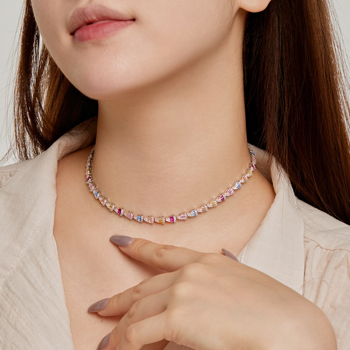 [Raffine]Radiant Colorful Rainbow Necklace