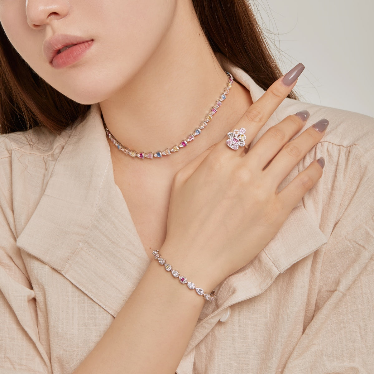 [Raffine]Radiant Colorful Rainbow Necklace