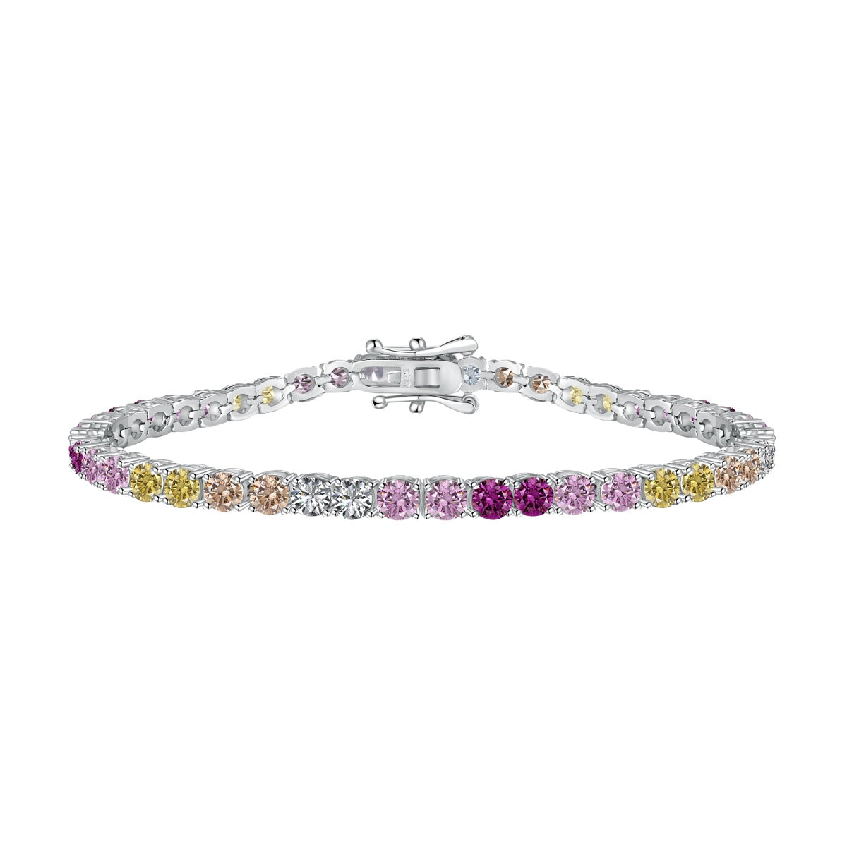 [Raffine] Pulsera de tenis con corte redondo, colorida y radiante