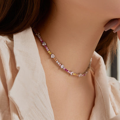 [Raffine]Delicate Colorful Rainbow Tennis Chain