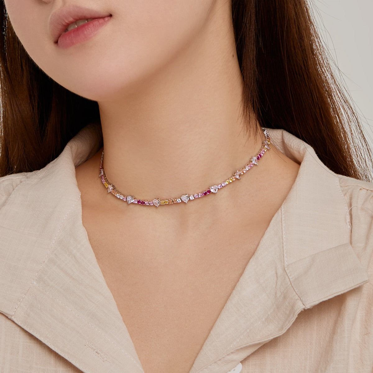[Raffine]Delicate Colorful Rainbow Tennis Chain