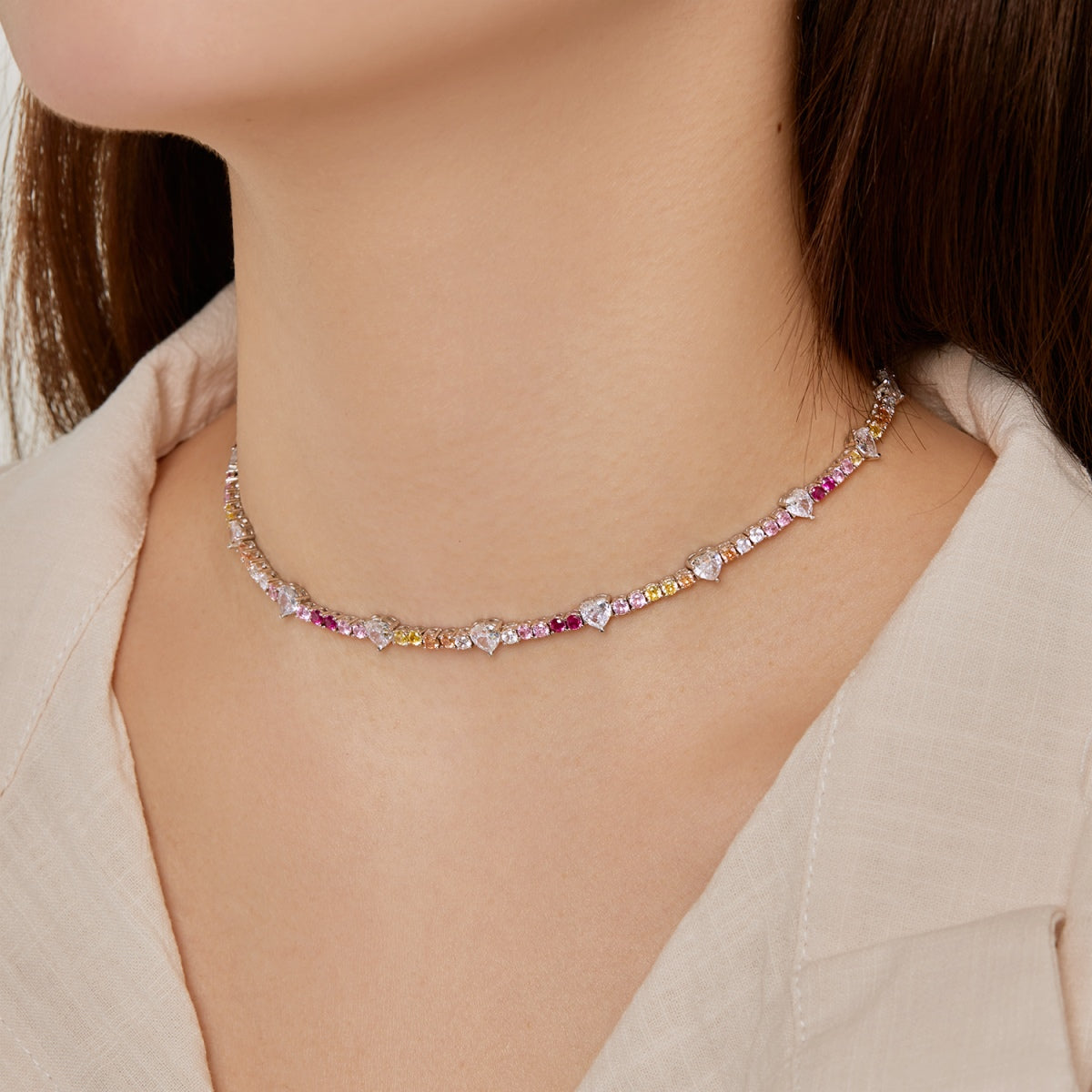 [Raffine]Delicate Colorful Rainbow Tennis Chain