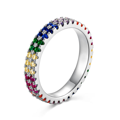 [Raffine] Anillo de tenis único, colorido y de corte redondo