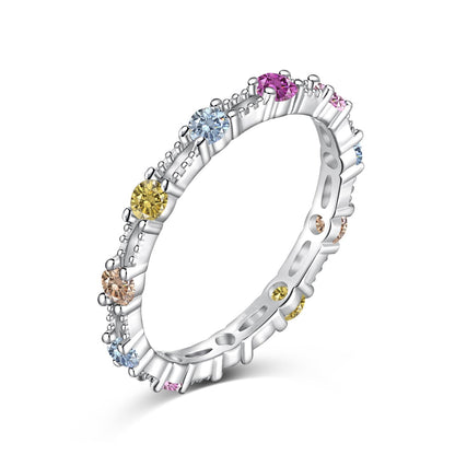 [Raffine] Anillo de tenis de corte redondo brillante y colorido