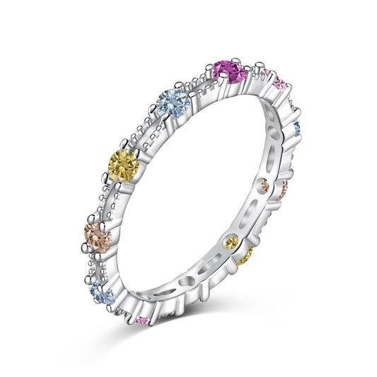 [Raffine] Anillo de tenis de corte redondo brillante y colorido