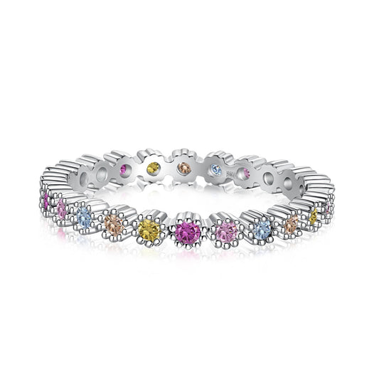 [Raffine] Exquisito anillo de fiesta de corte redondo colorido