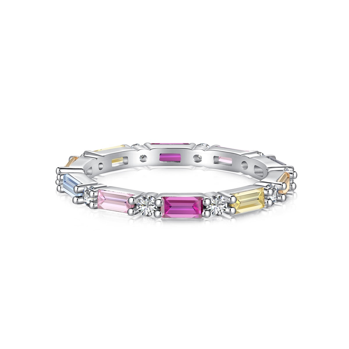 [Raffine] Anillo diario elegante con corte radiante y vibrante en tonos vibrantes