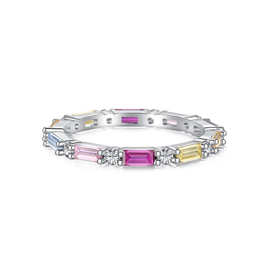 [Raffine] Anillo diario elegante con corte radiante y vibrante en tonos vibrantes