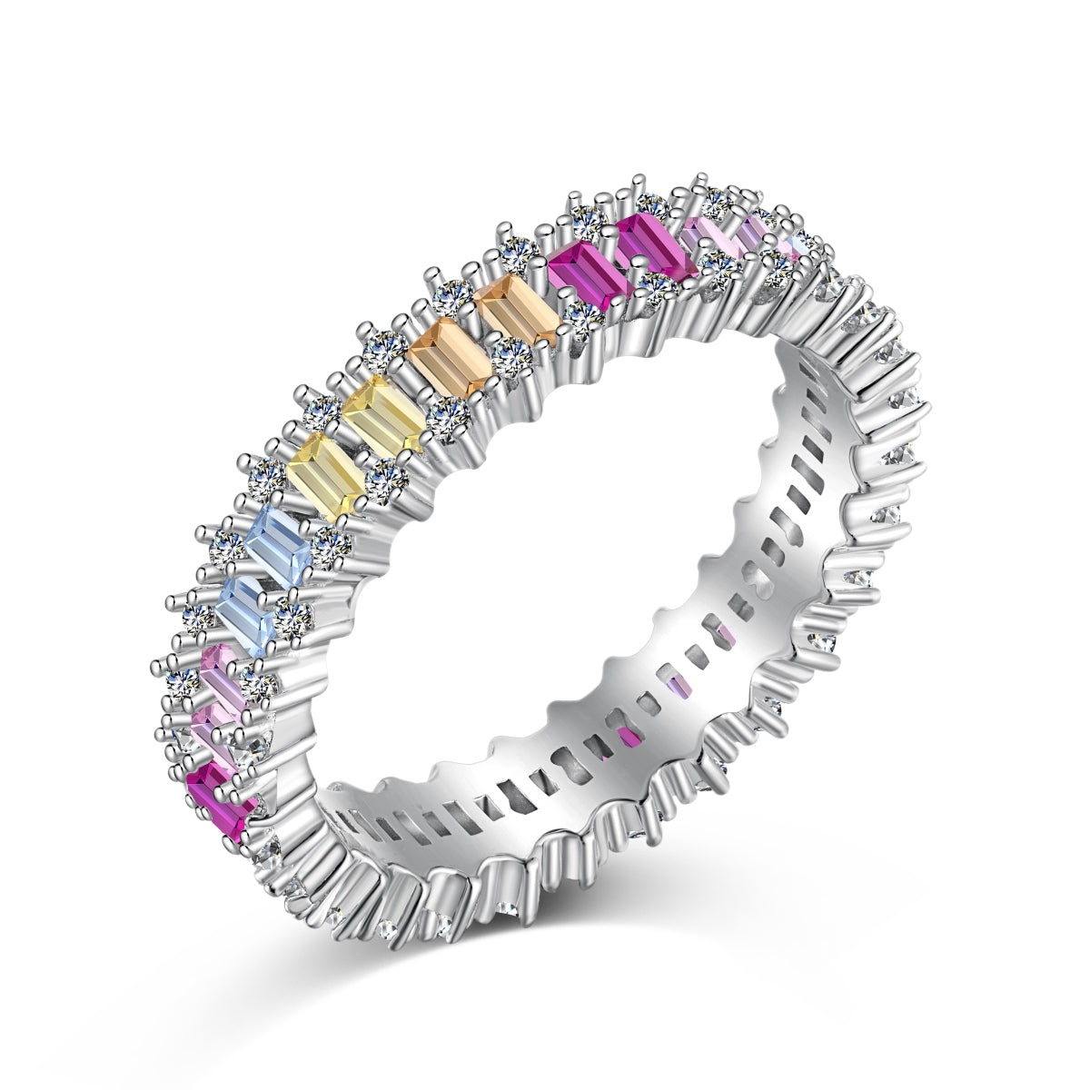 [Raffine] Anillo de cóctel con corte esmeralda adornado y llamativo