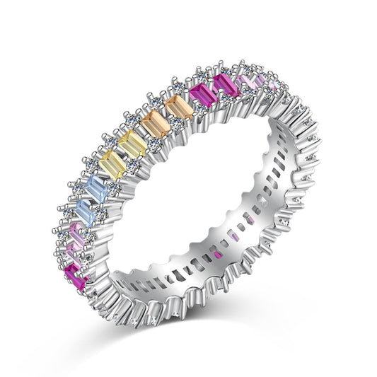 [Raffine] Anillo de cóctel con corte esmeralda adornado y llamativo