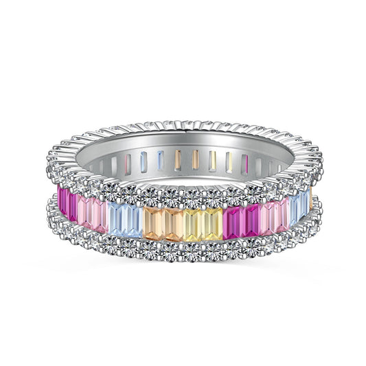 [Raffine] Anillo diario delicado con corte esmeralda caleidoscópico