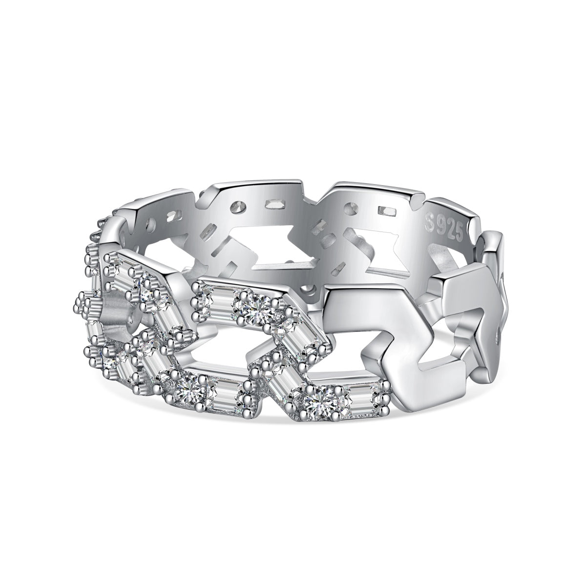 [Raffine] Anillo diario brillante y vibrante con corte esmeralda