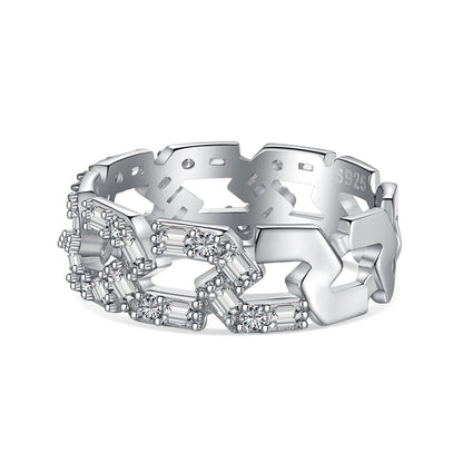 [Raffine] Anillo diario brillante y vibrante con corte esmeralda