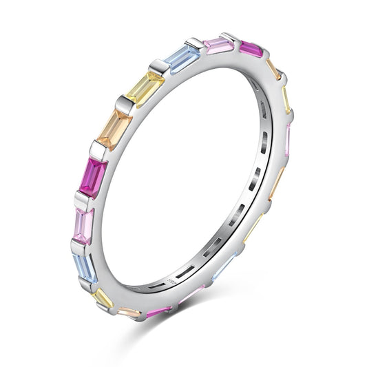 [Raffine] Exquisito anillo diario con corte esmeralda multicolor