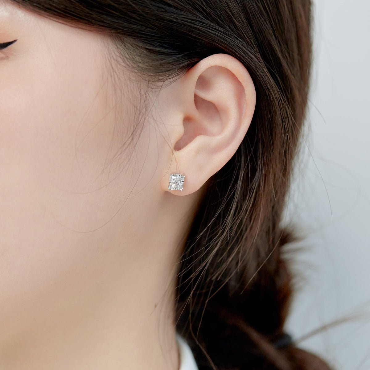 [Raffine]1.0 Carat Radiant Princess Cut Wedding Earrings