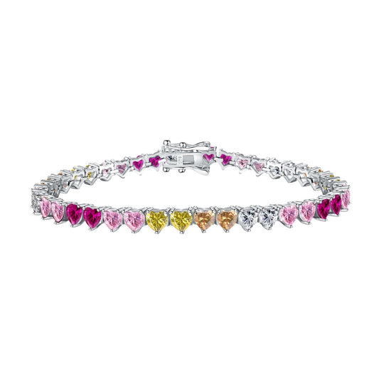 [Raffine] Lujosa pulsera romántica con forma de corazón, colorida y elegante.